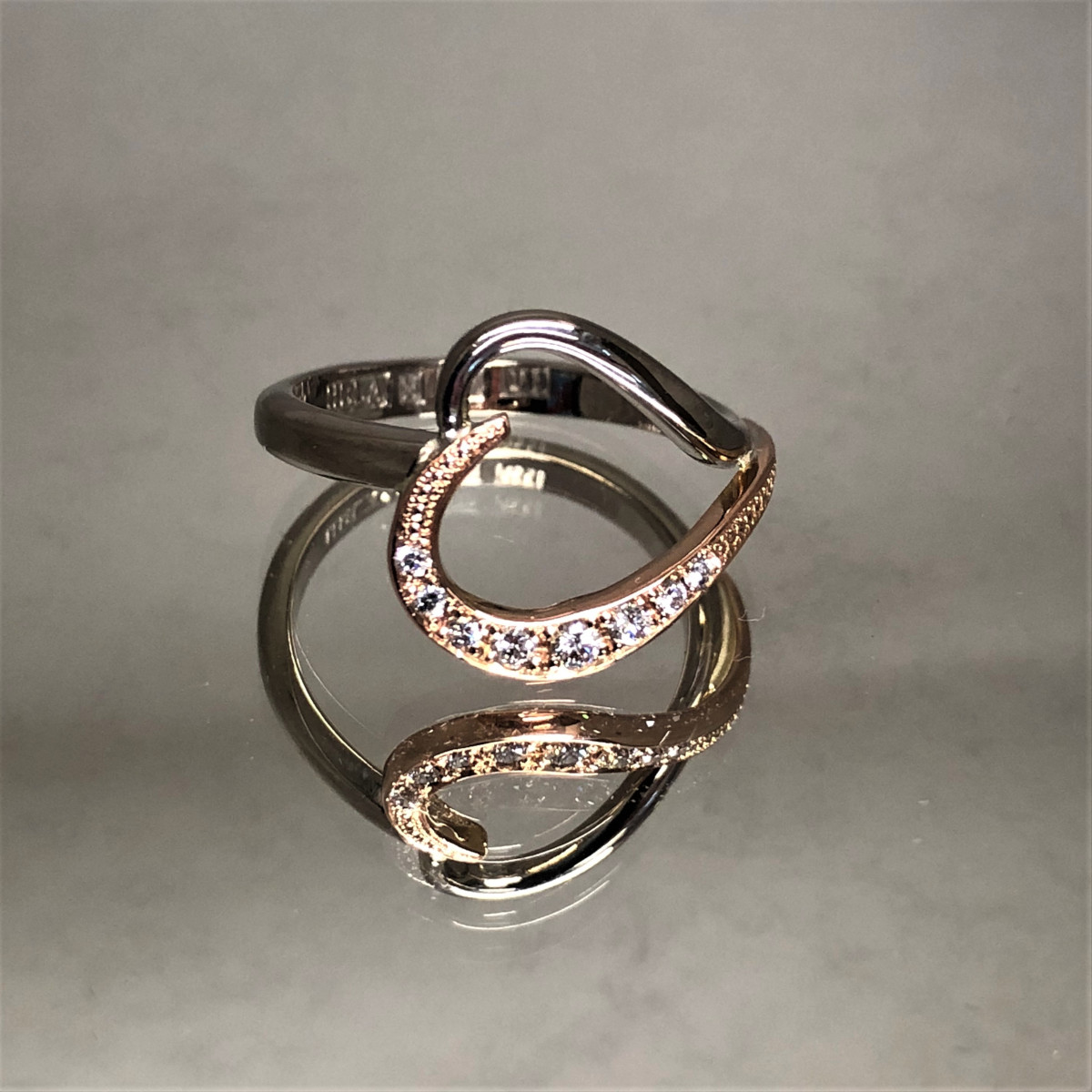Tvåfärgad ring, hjärtring, diamantring