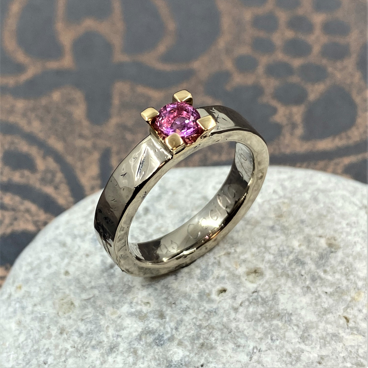 Rosa safirring, tvåfärgad ring, vigselring